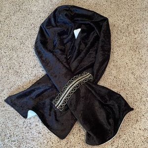 Large handmade crushed velvety black scarf